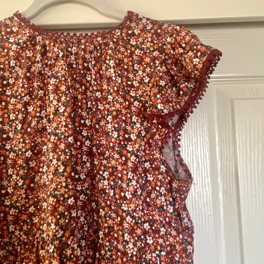 Super Cute! Wild Fable Floral Dress in Reddish Brown and White - Picture 2 of 4